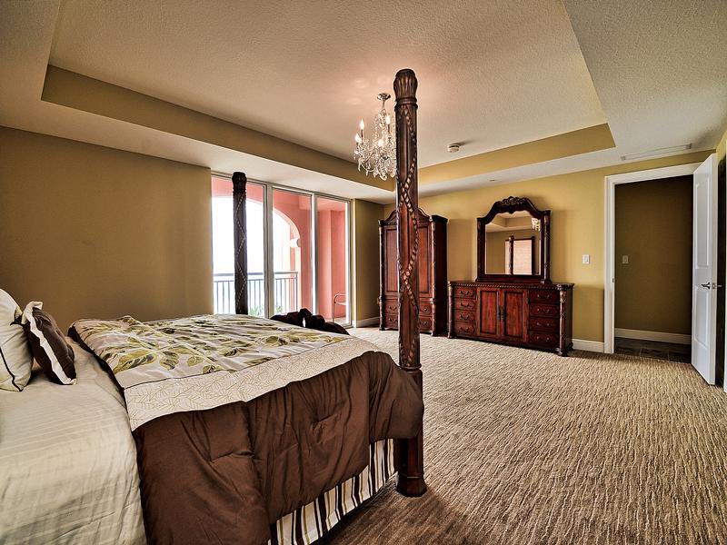 Master bedroom has king bed and attached full bathroom.